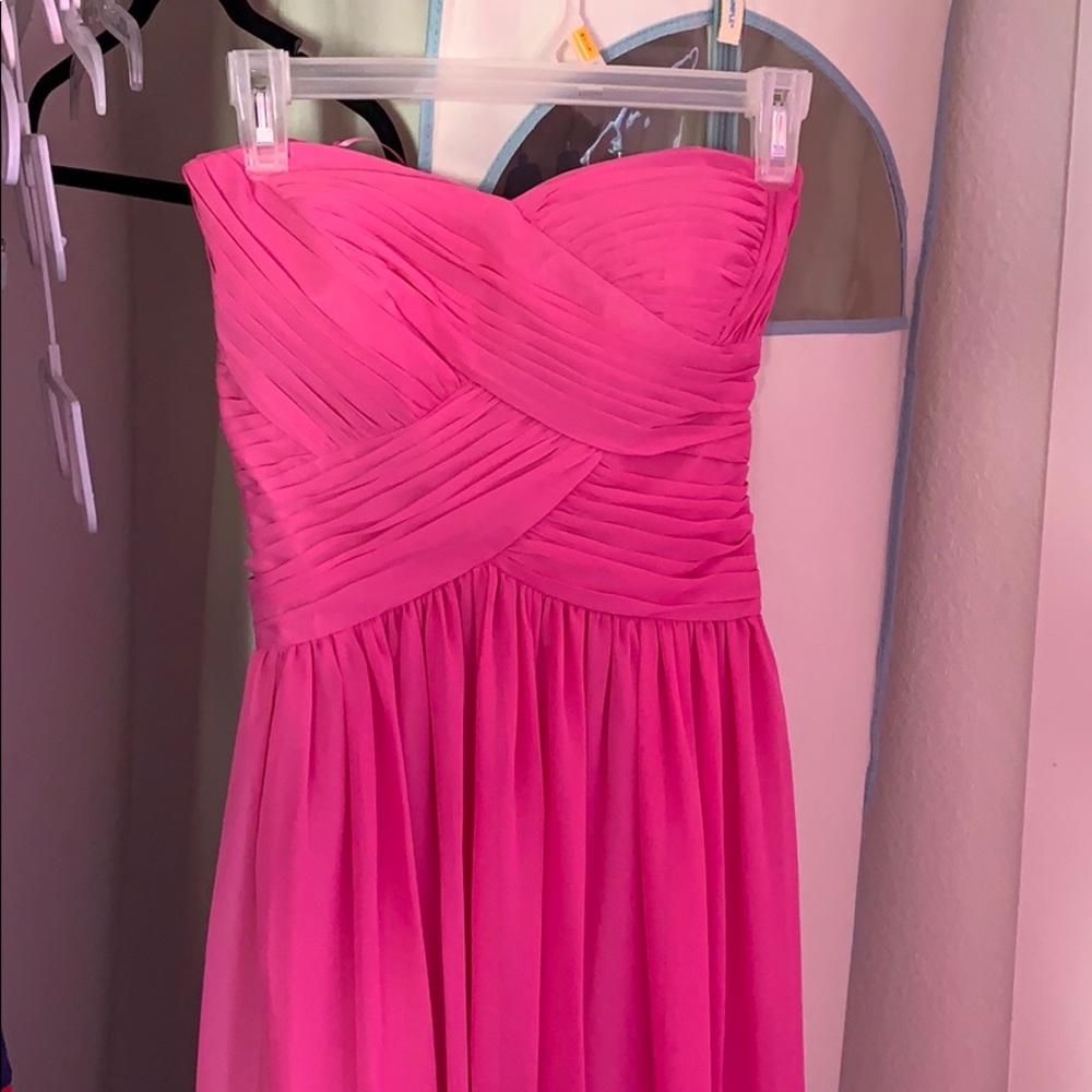 Pink chiffon full length women’s dress